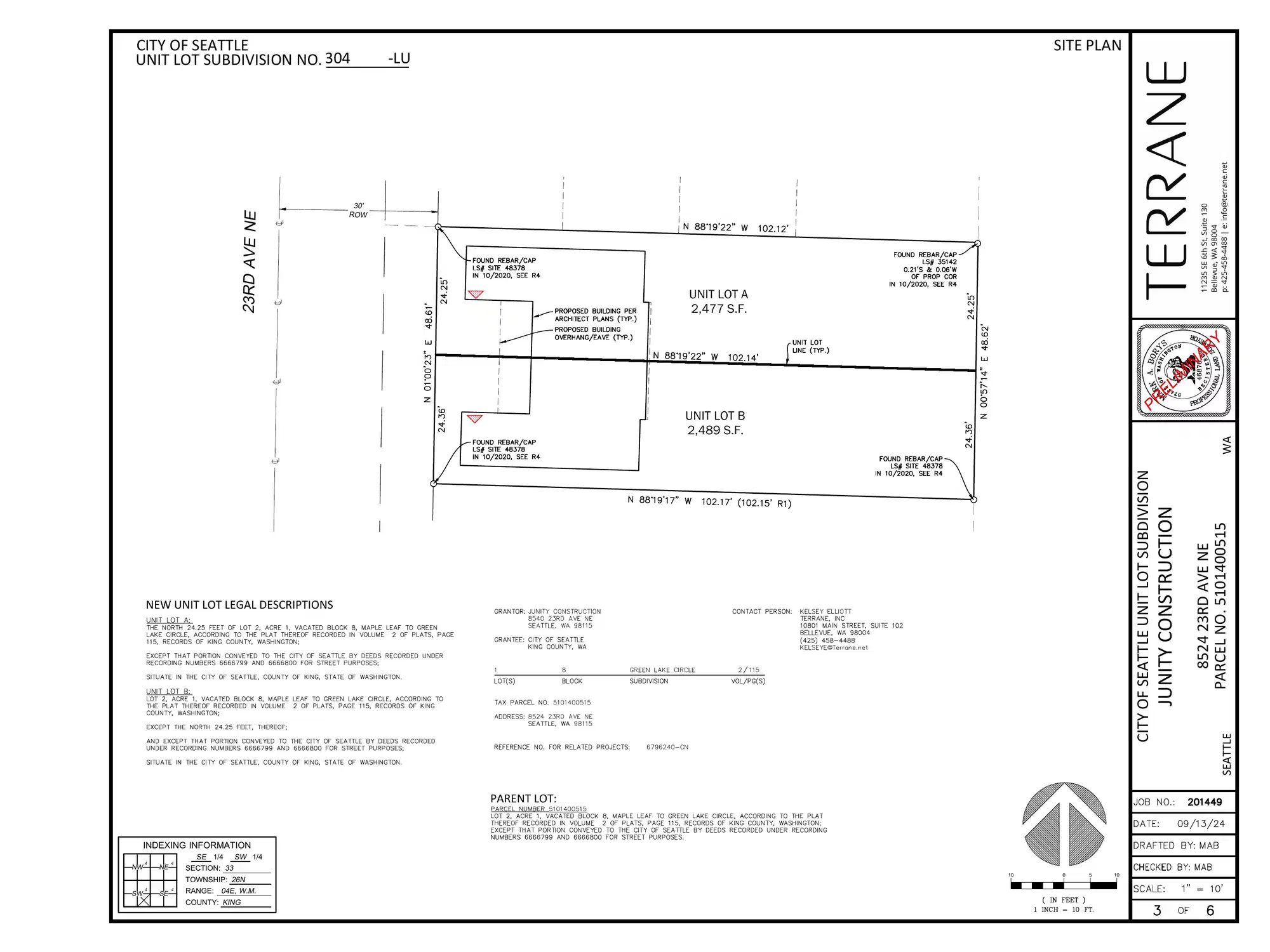 Site plan for 8524 23rd Ave NE