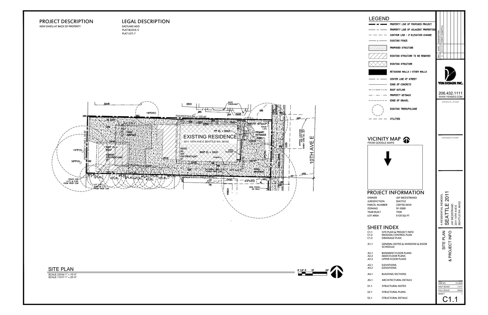 Site plan for 2009 10th Ave E
