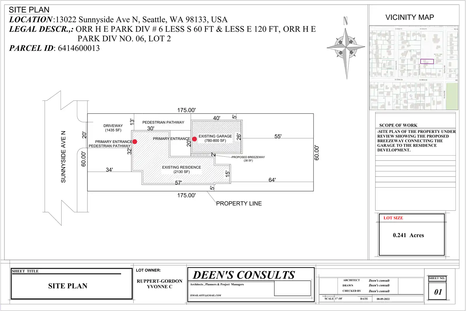 Site plan for 13022 Sunnyside Ave N
