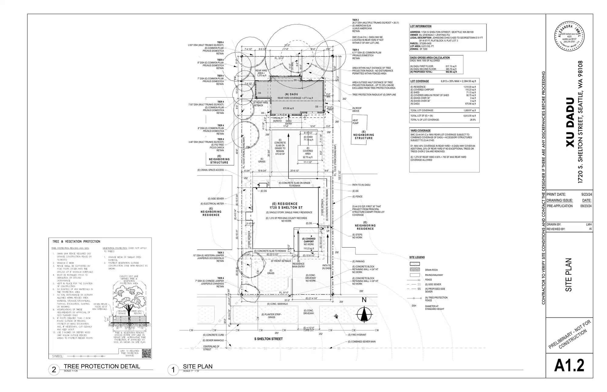 Site plan for 1722 S Shelton St