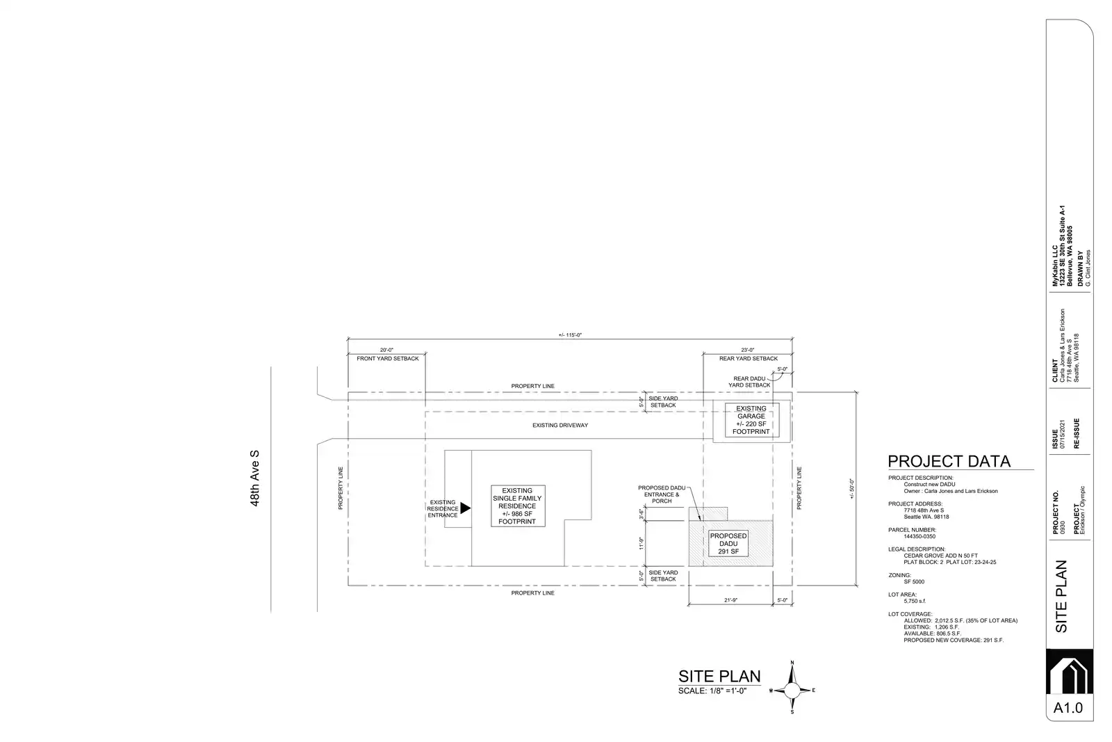Site plan for 7716 48th Ave S