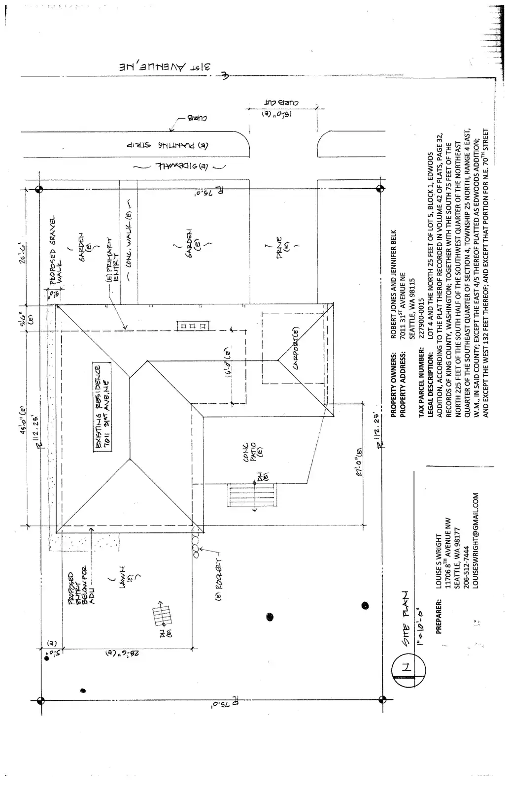 Site plan for 7011 31st Ave NE