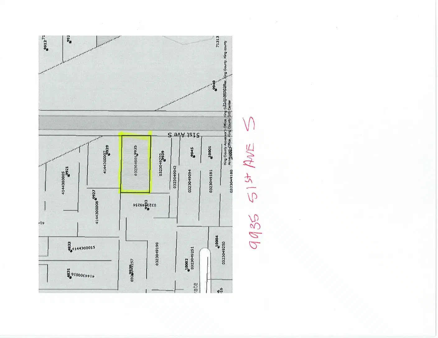 Site plan for 9935 51st Ave S