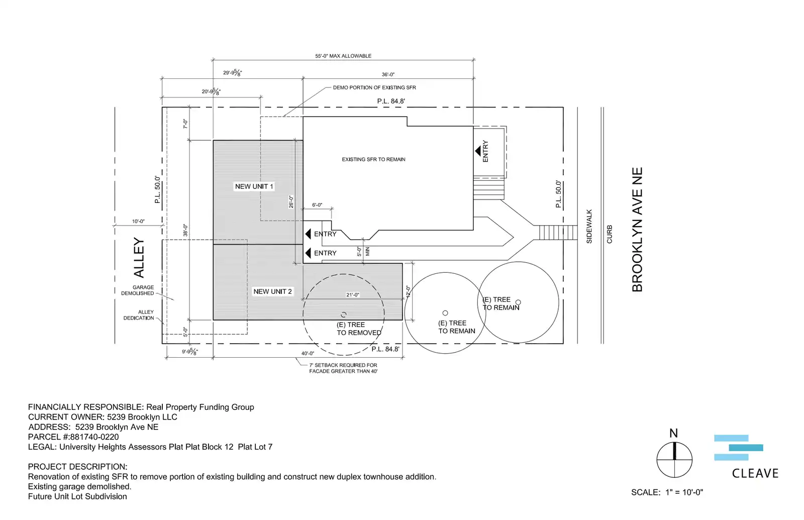 Site plan for 5239 Brooklyn Ave NE