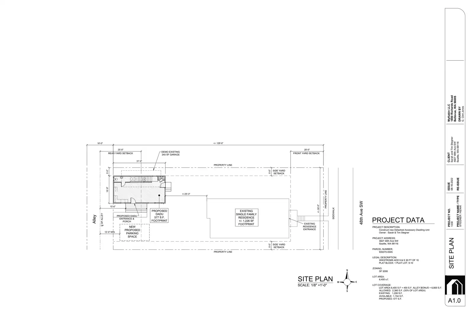 Site plan for 4825 48th Ave SW