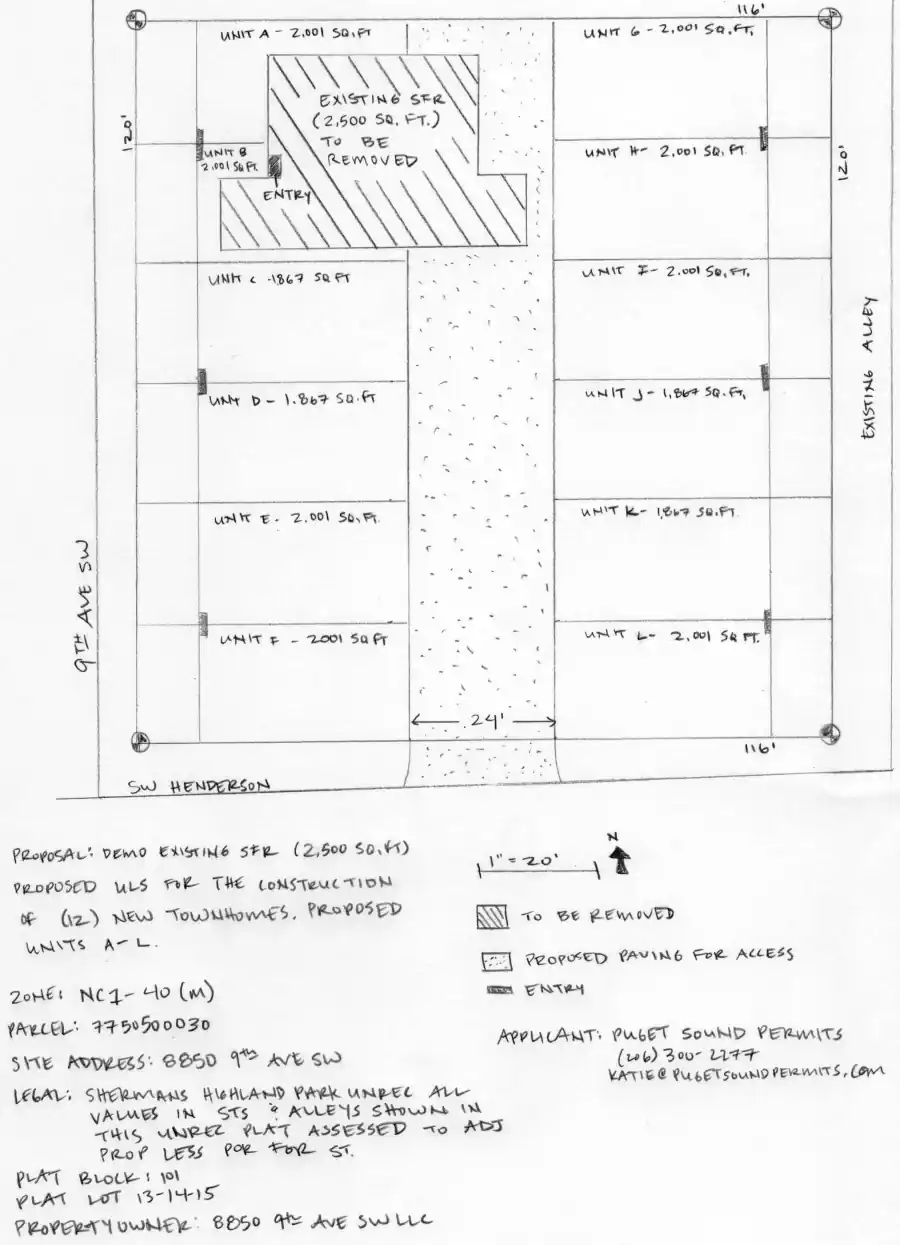 Site plan for 8850 9th Ave SW