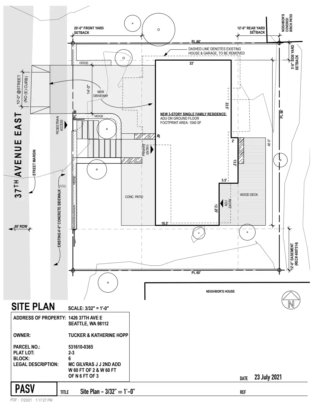 Site plan for 1426 37th Ave E