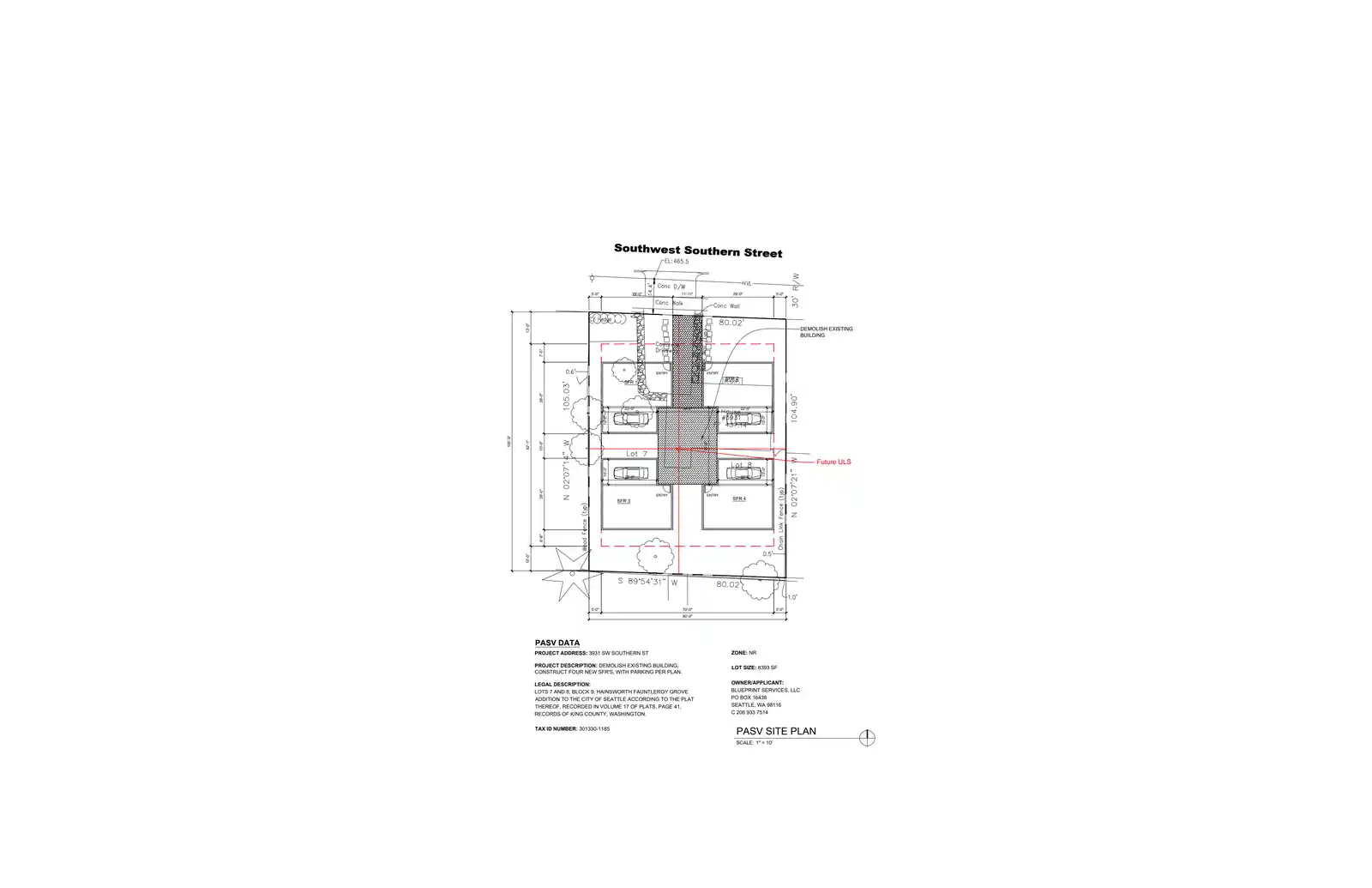 Site plan for 3929 SW Southern St