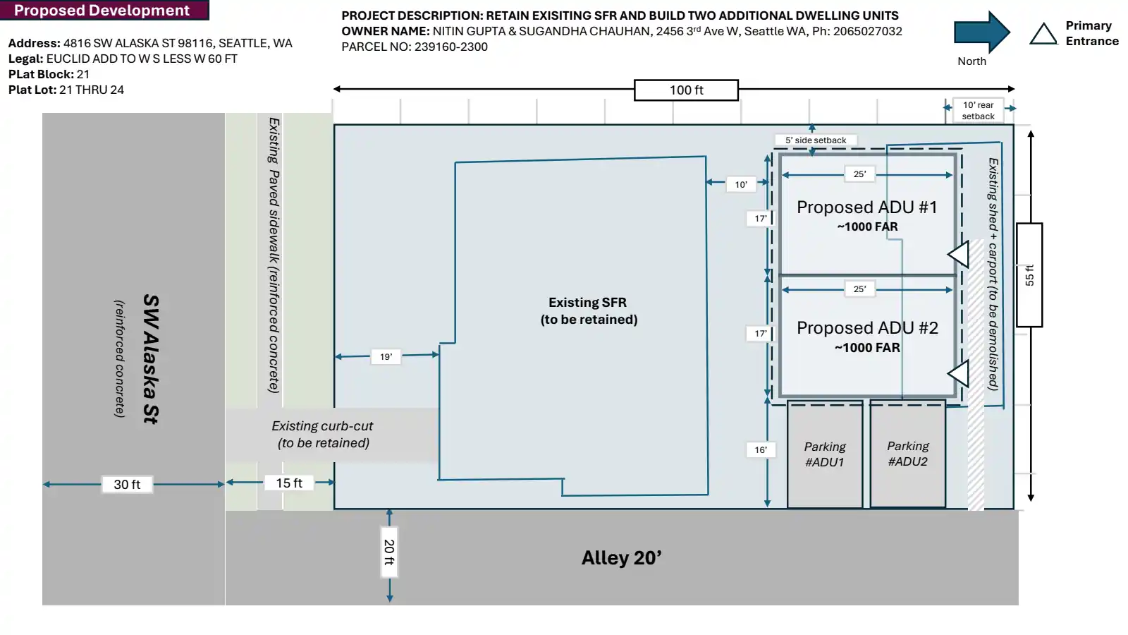 Site plan for 4816 SW Alaska St