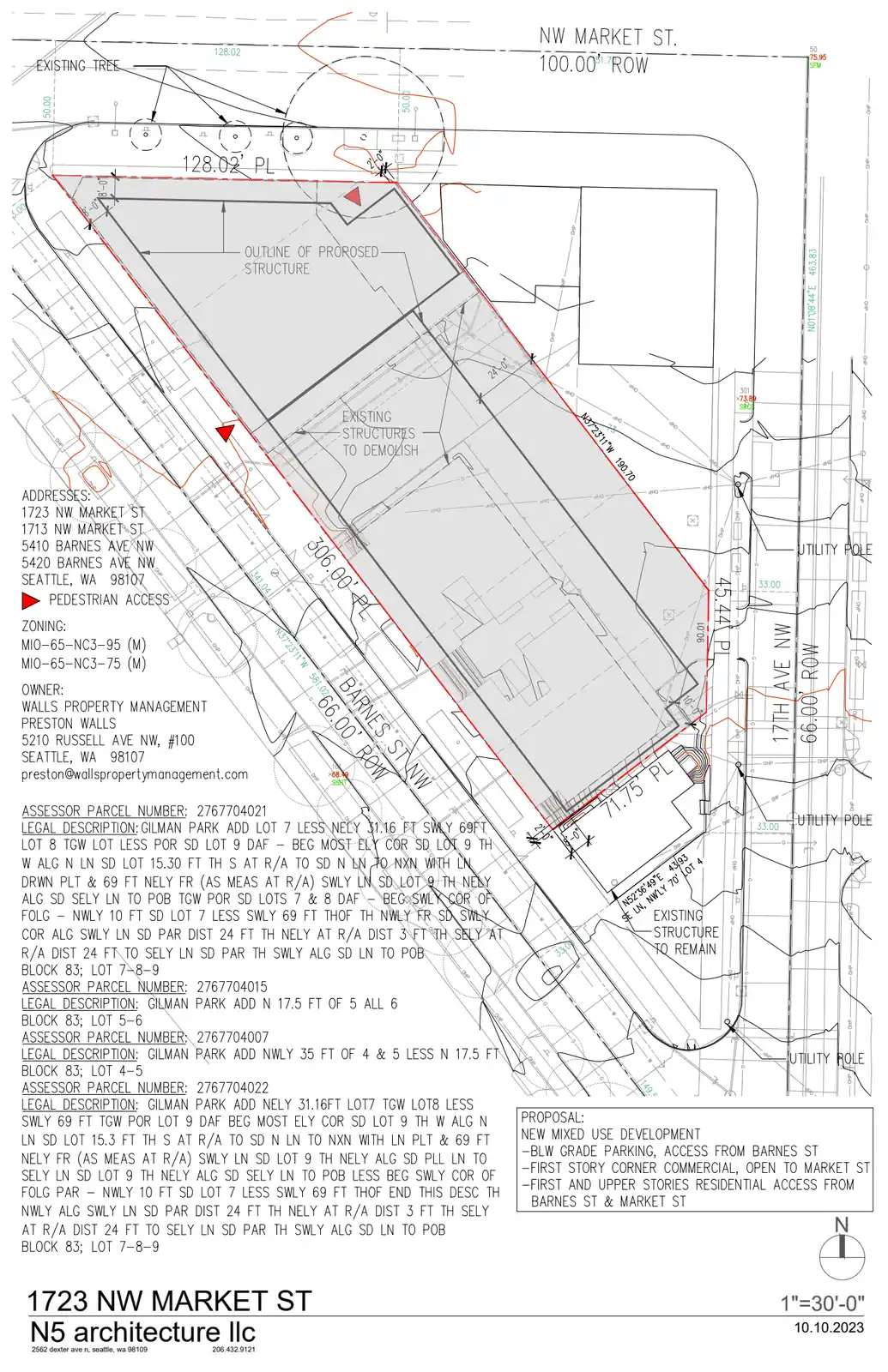 Site plan for 1723 NW Market St