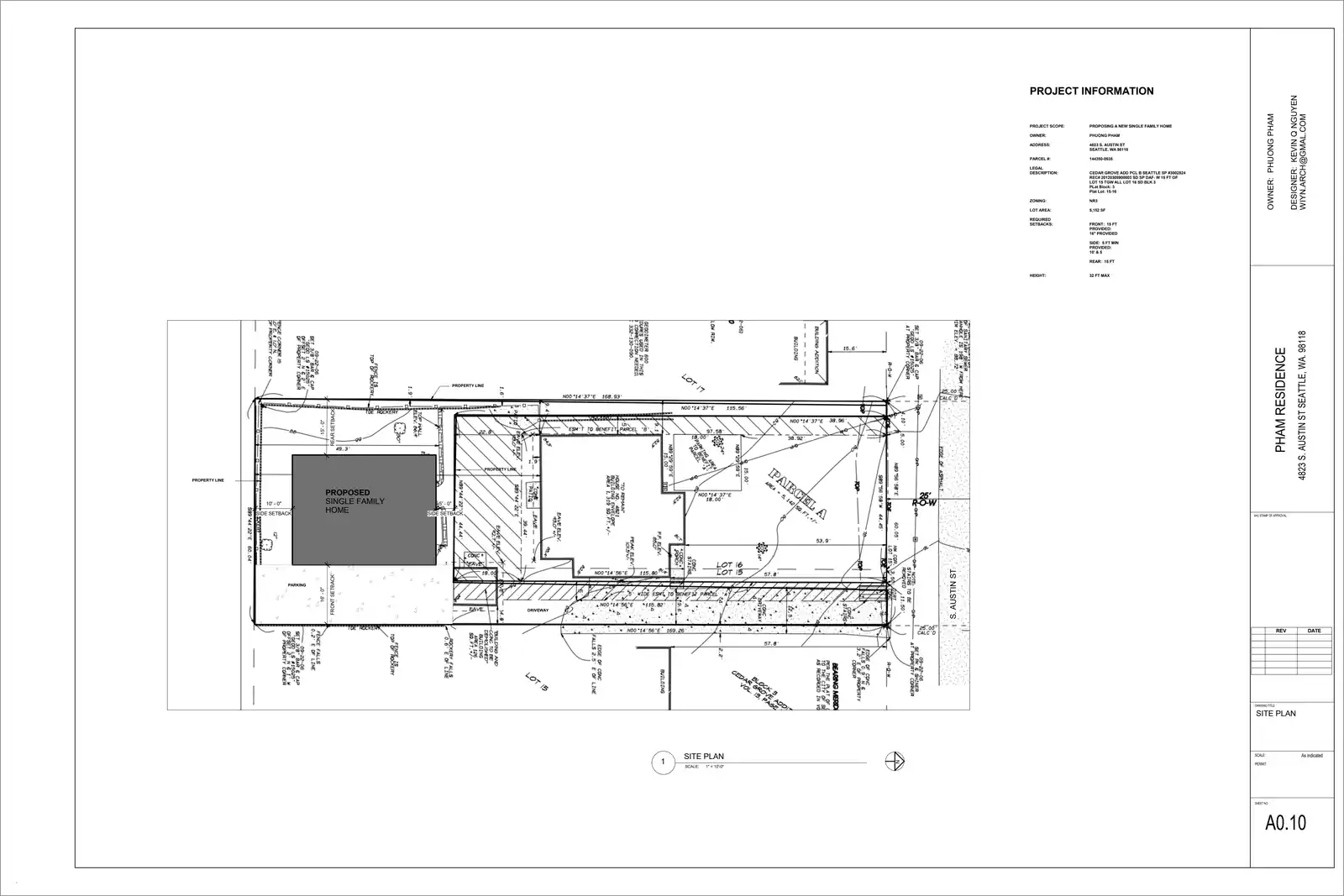 Site plan for 4823 S Austin St