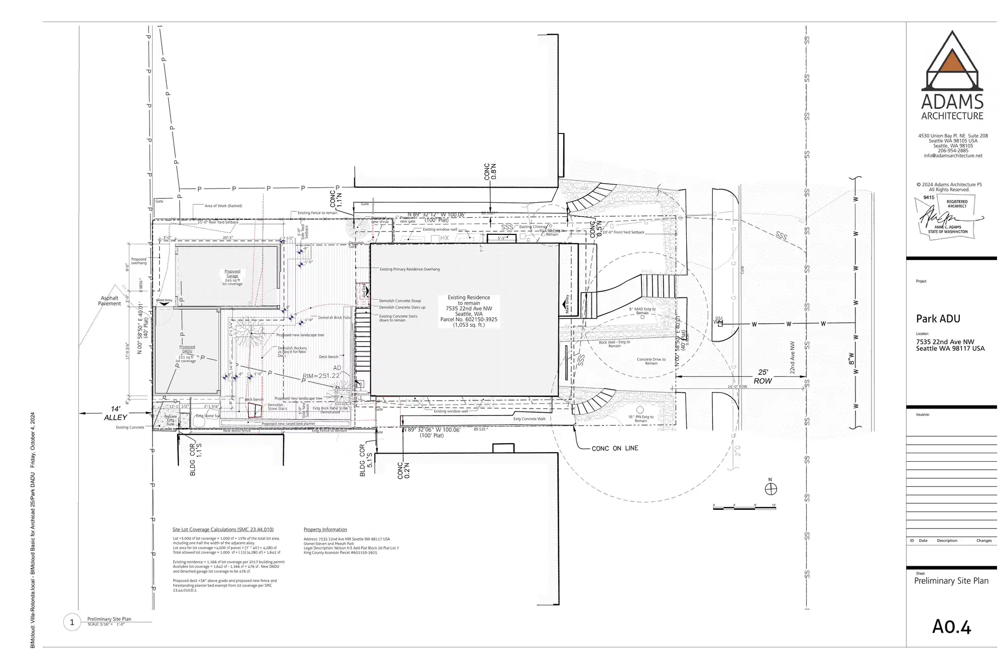Site plan for 7537 22nd Ave NW