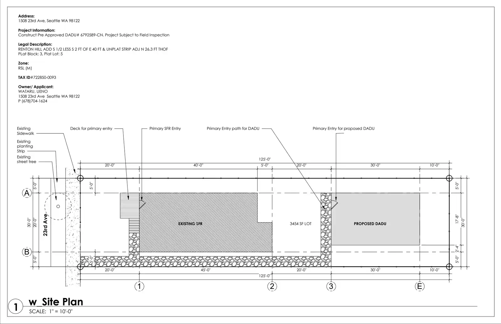 Site plan for 1508 23rd Ave
