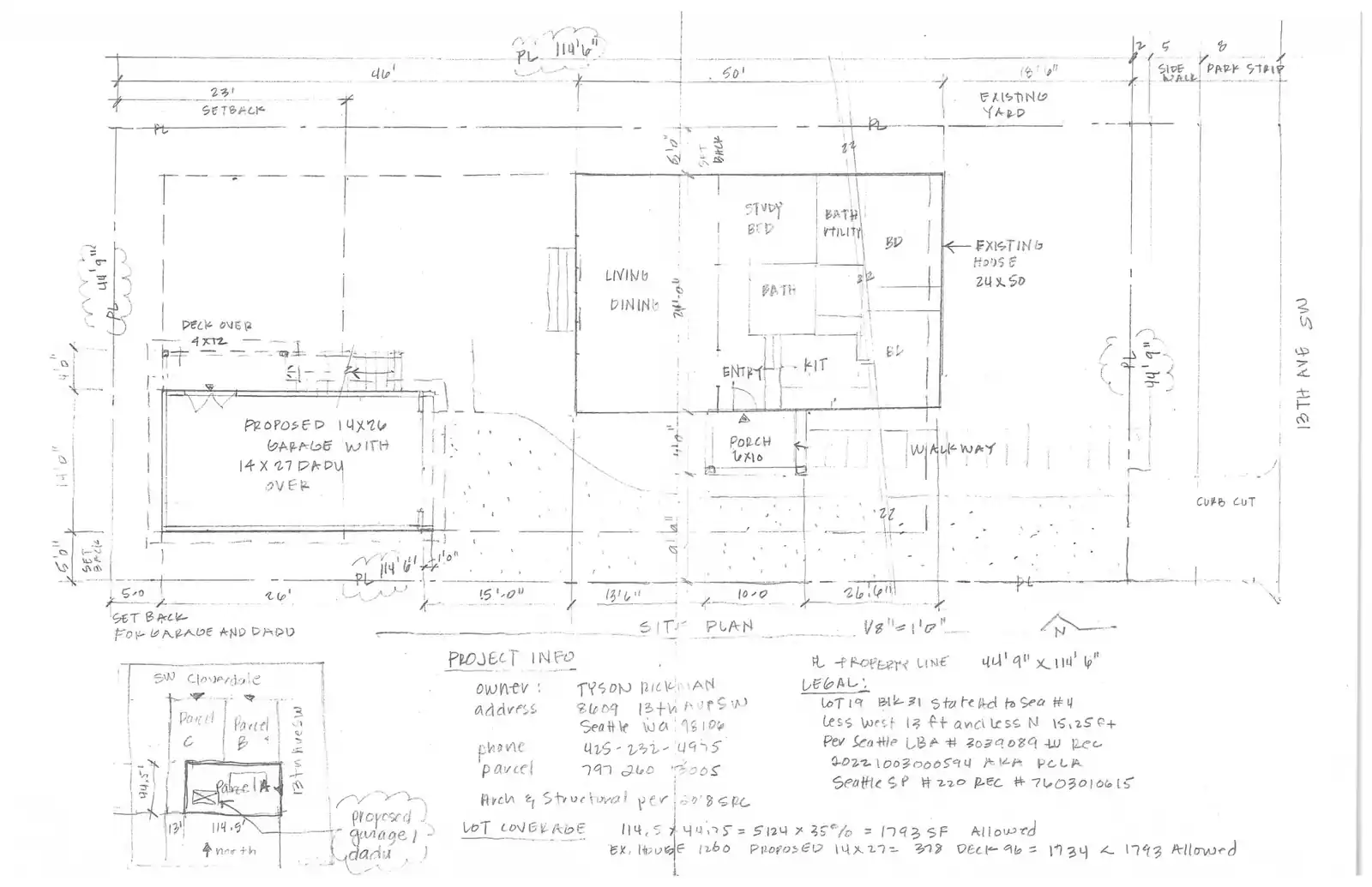 Site plan for 8609 13th Ave SW
