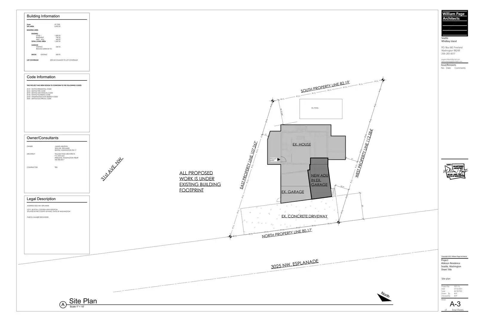 Site plan for 3025 NW Esplanade