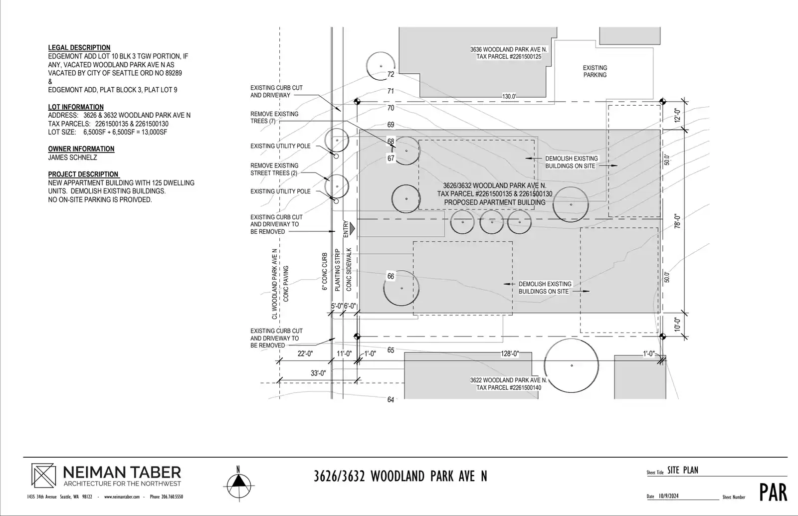 Site plan for 3626 Woodland Park Ave N