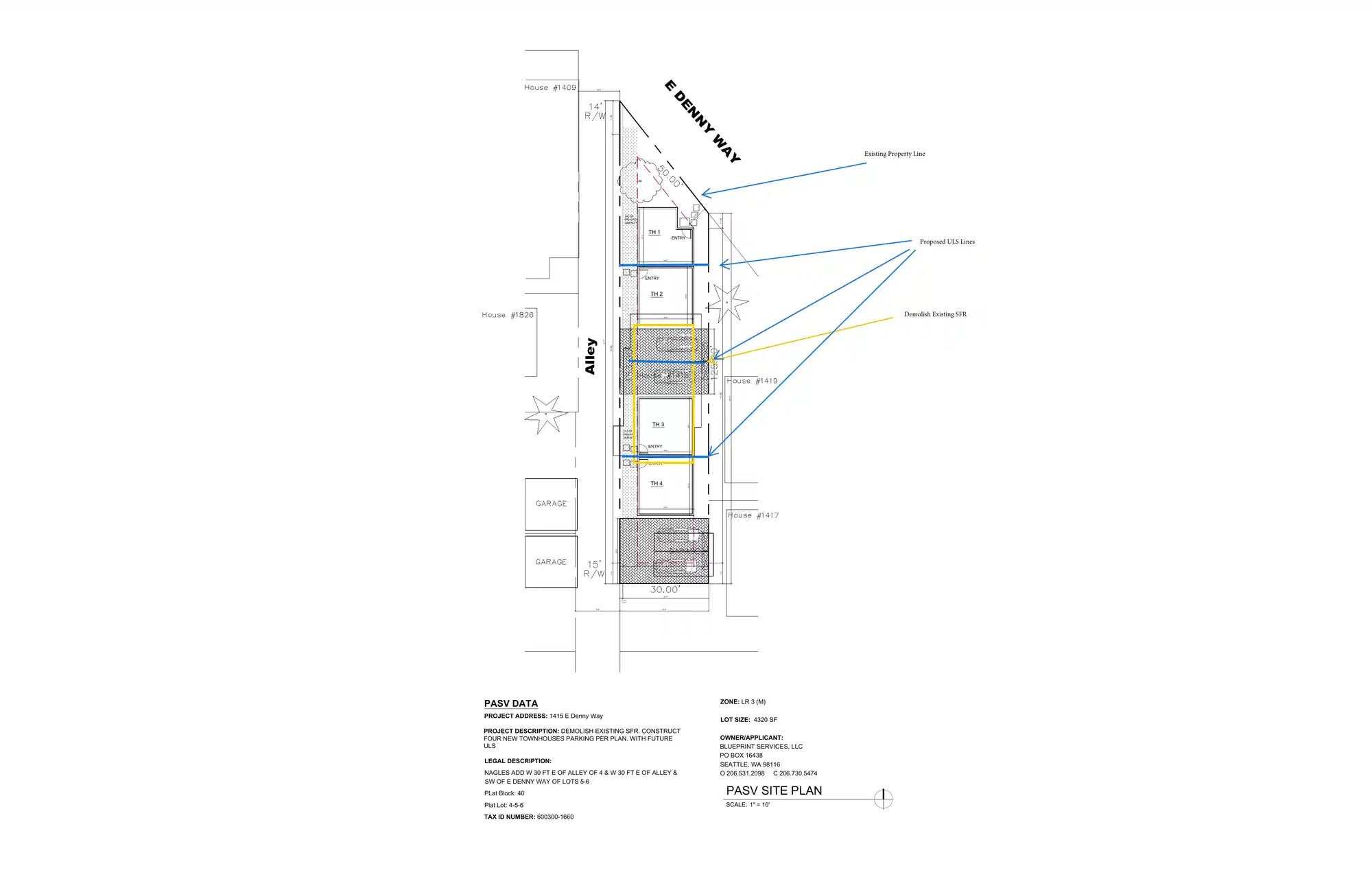 Site plan for 1415 E Denny Way