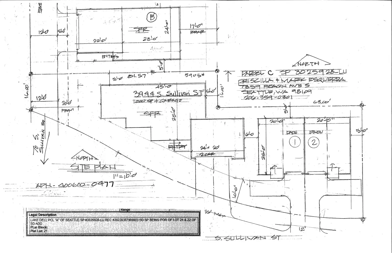 Site plan for 3944 S Sullivan St