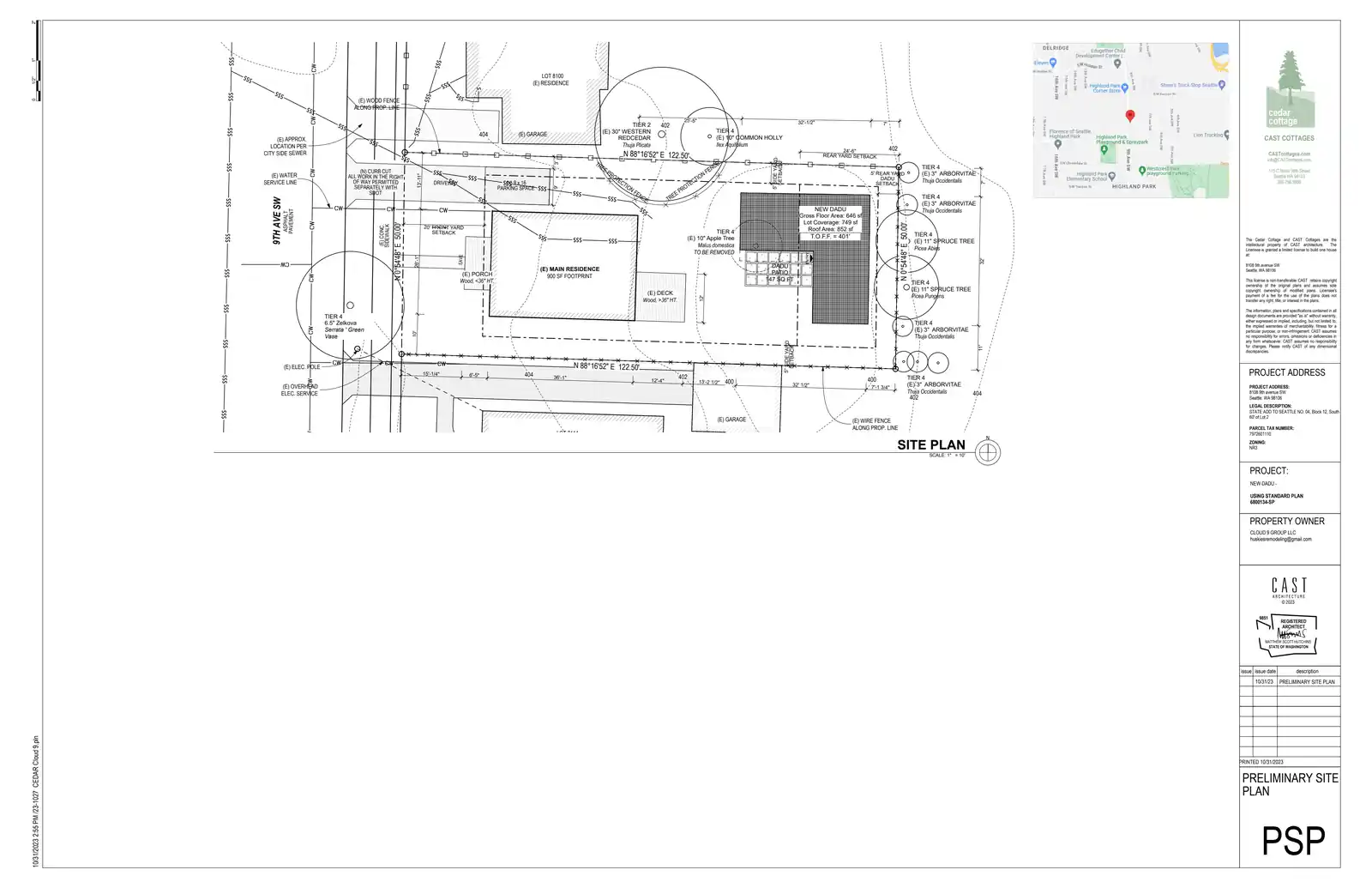 Site plan for 8106 9th Ave SW