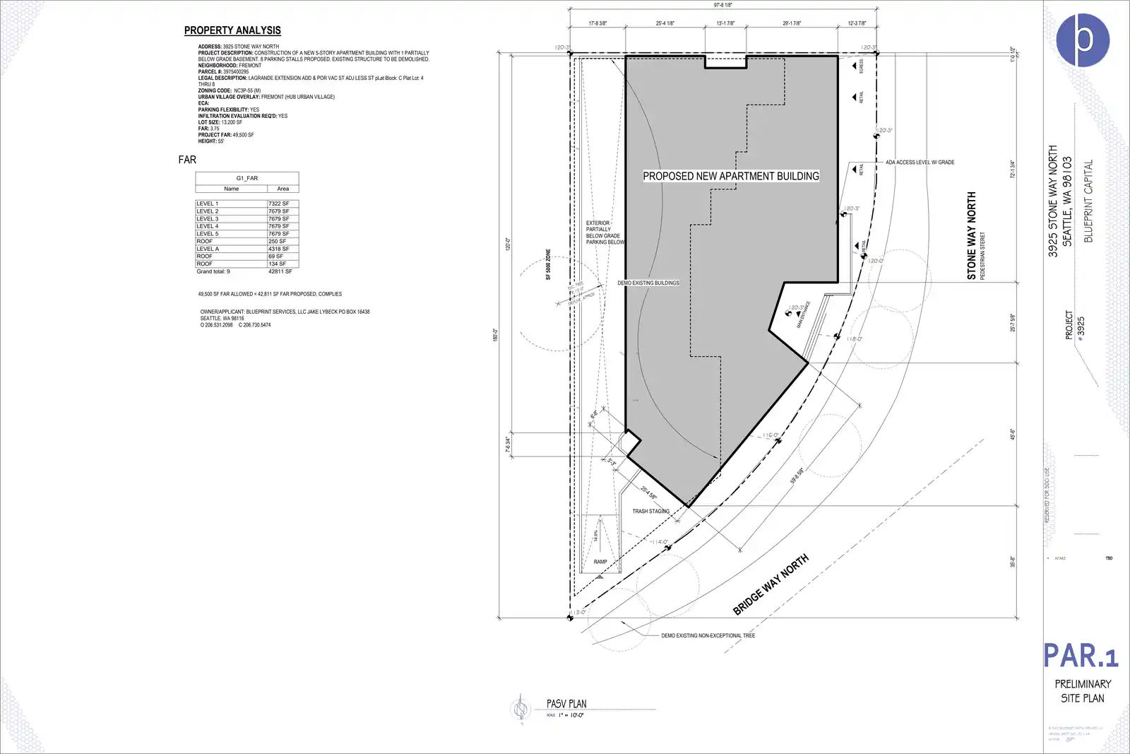 Site plan for 3925 Stone Way N