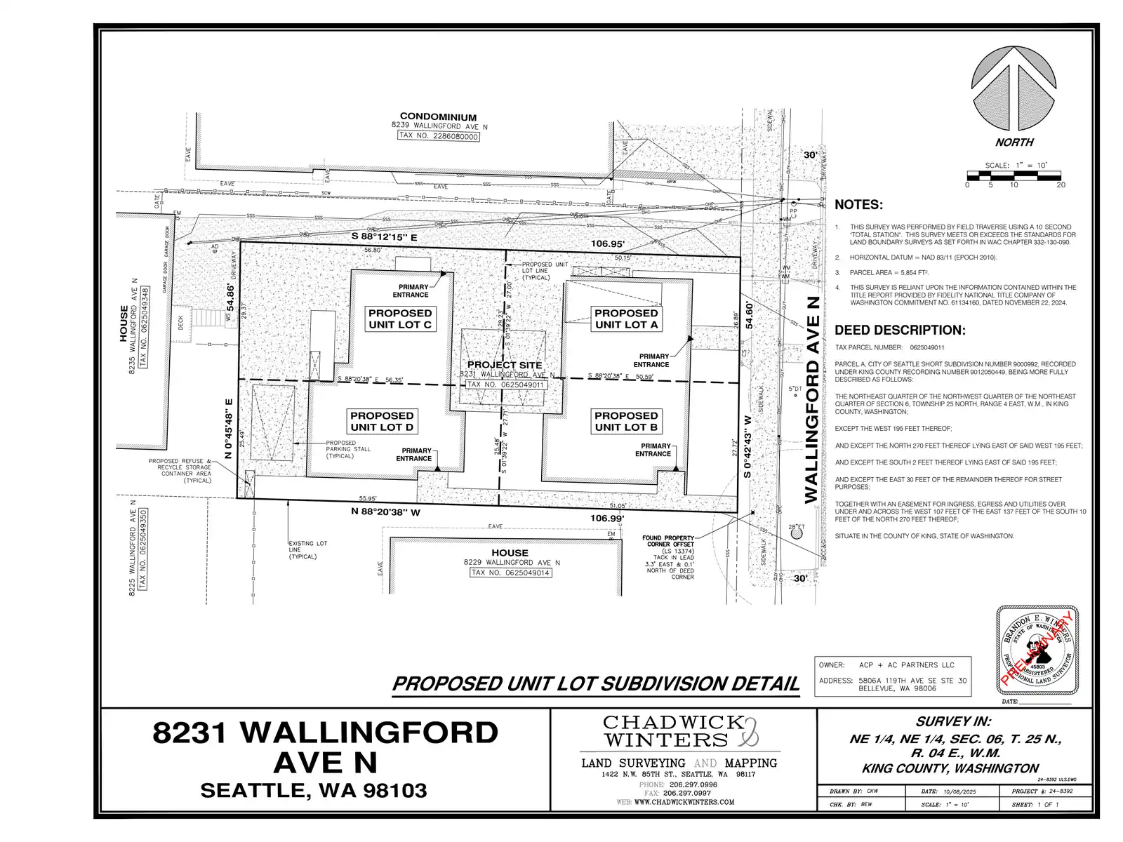 Site plan for 8231 Wallingford Ave N