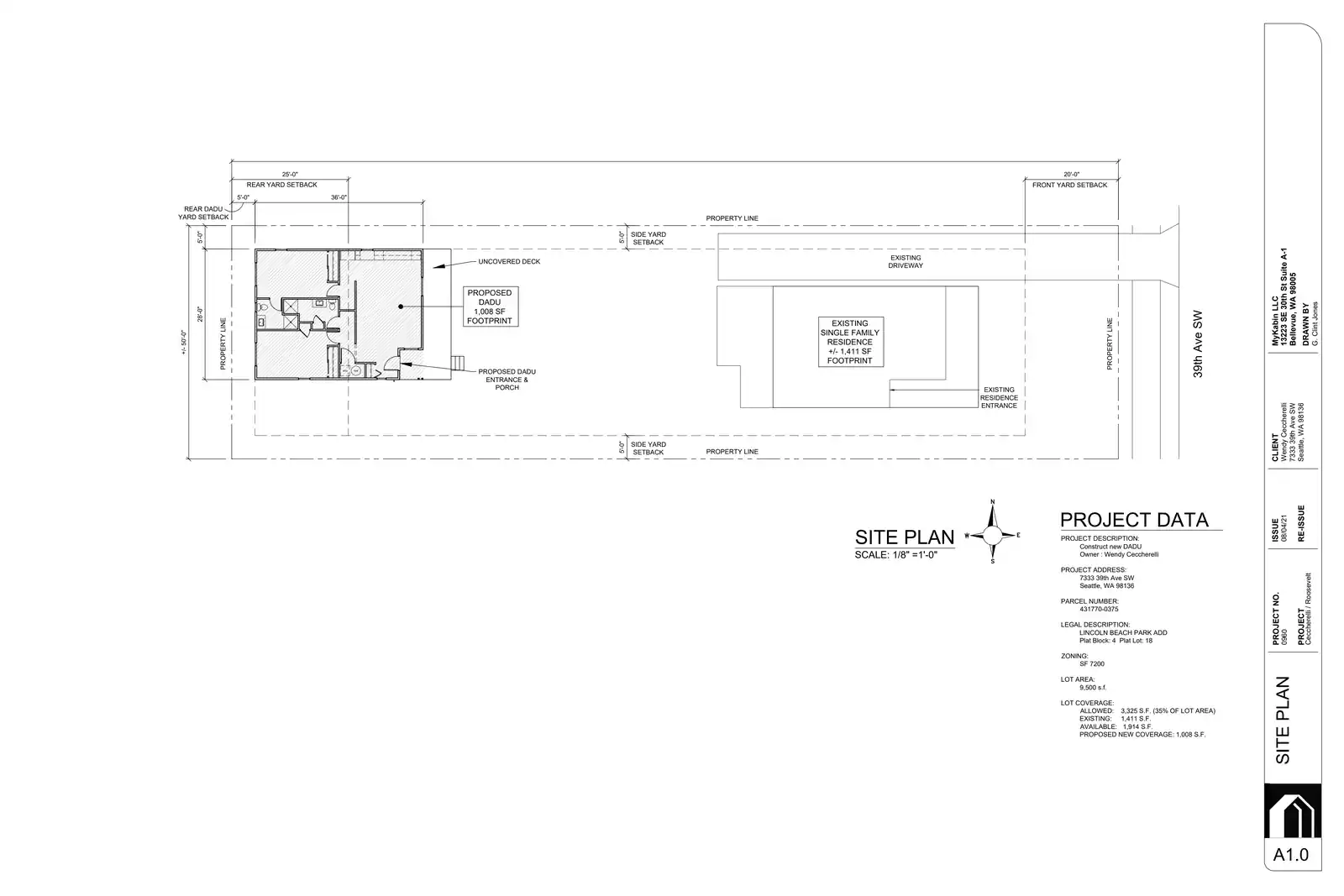 Site plan for 7331 39th Ave SW