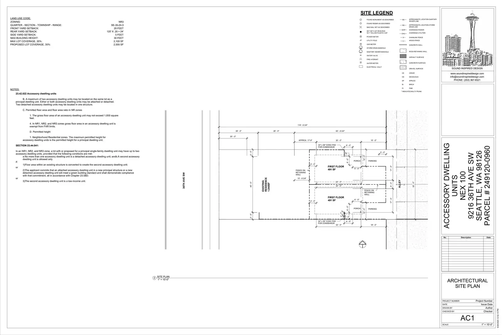 Site plan for 9216 C 36th Ave SW