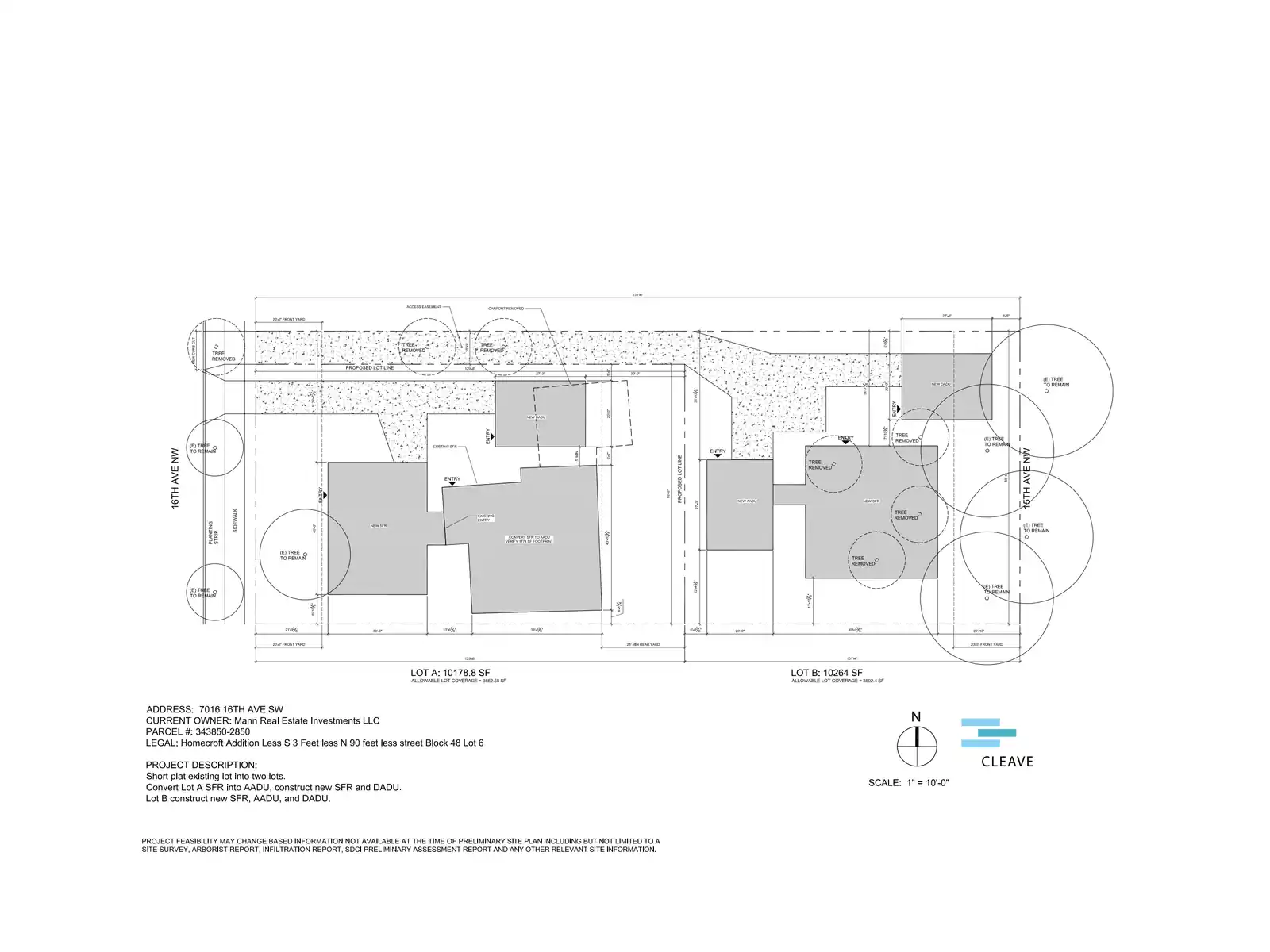 Site plan for 7016 16th Ave SW