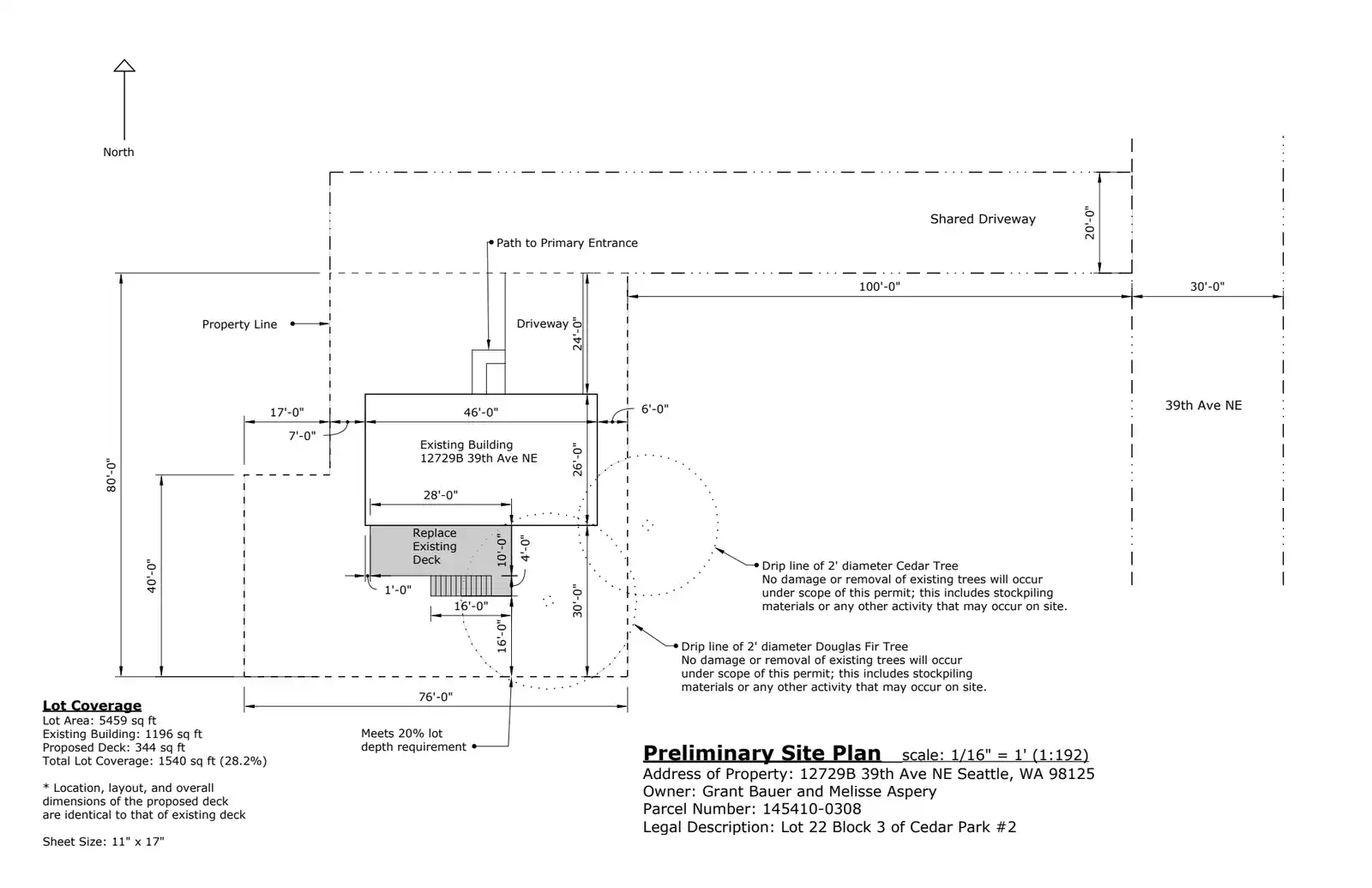 Site plan for 12729 B 39th Ave NE