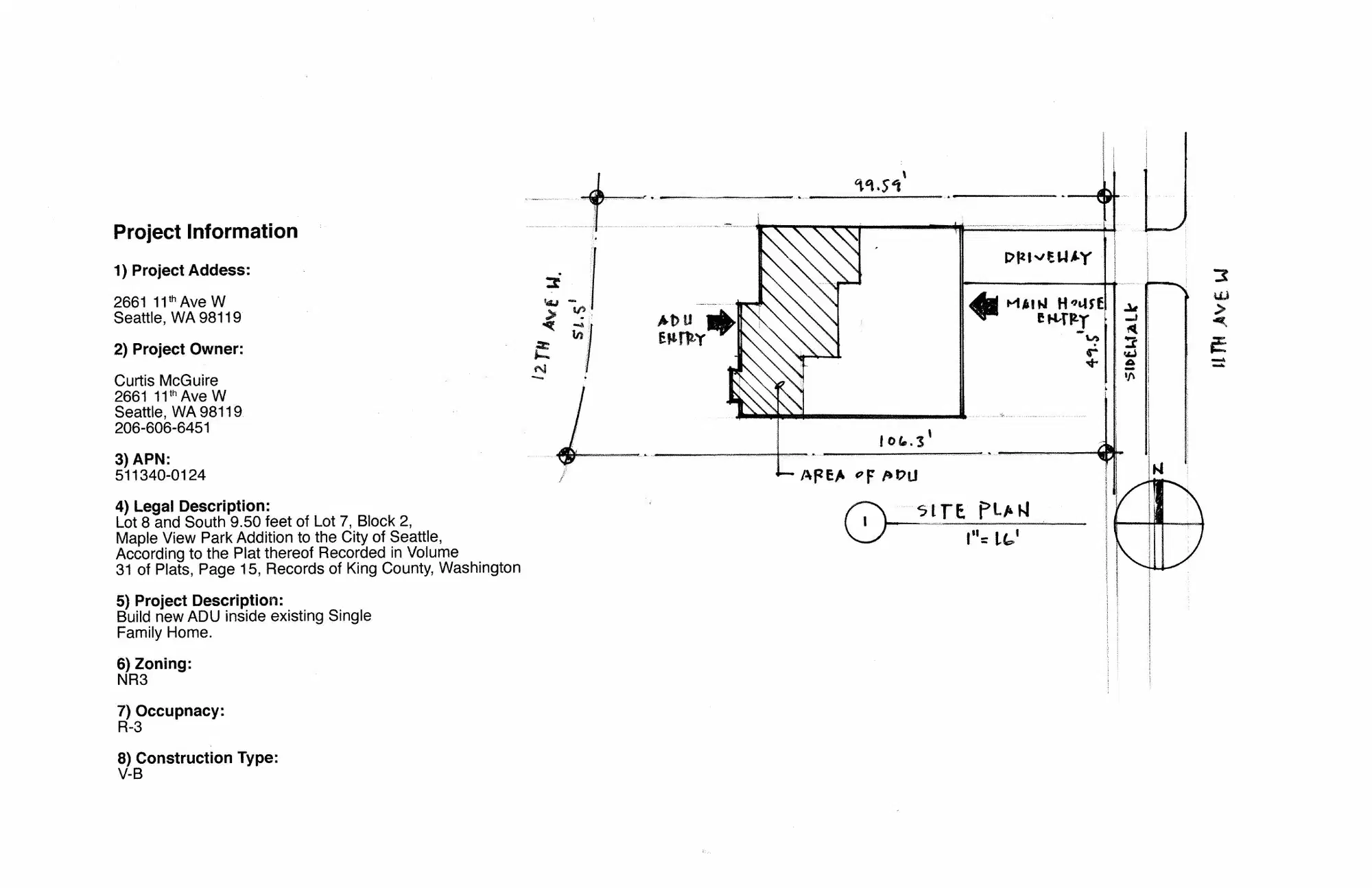 Site plan for 2661 11th Ave W