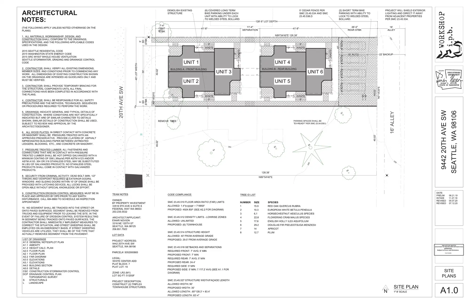 Site plan for 7510 B 15th Ave SW