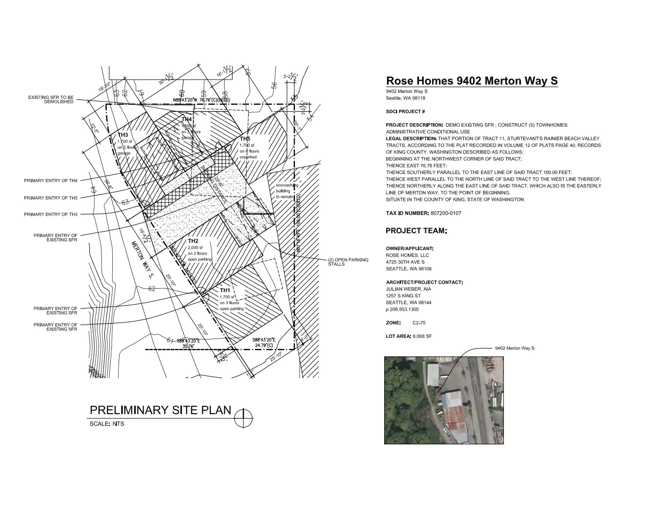 Site plan for 9402 Merton Way S
