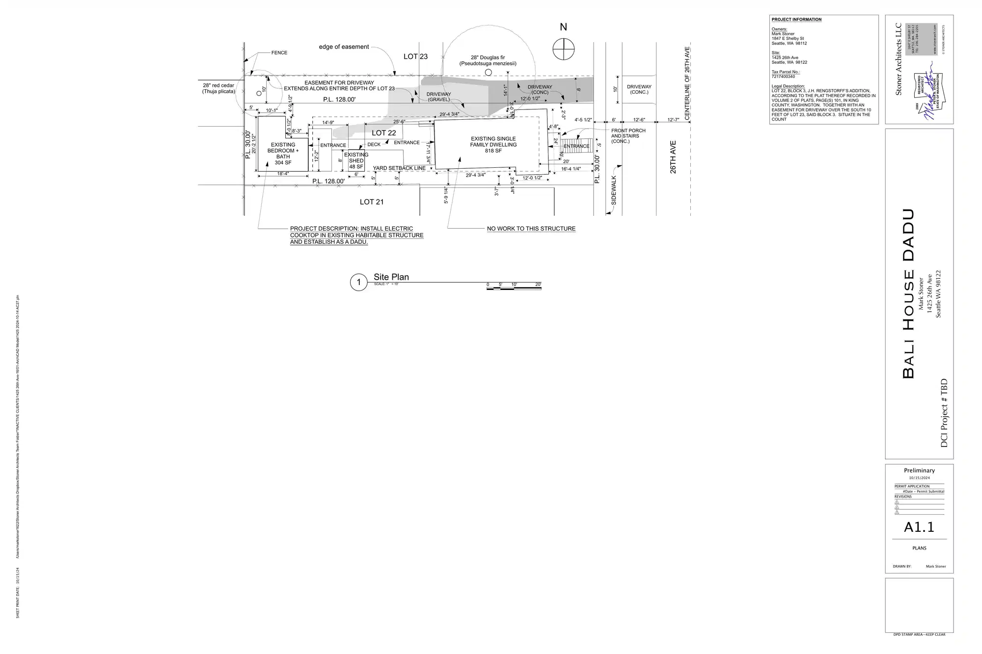 Site plan for 1425 26th Ave