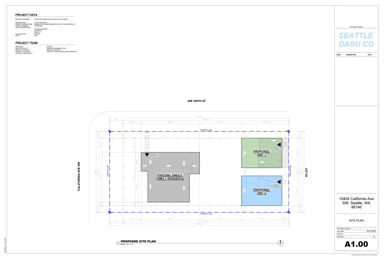 Site plan for 10404 California Ave SW