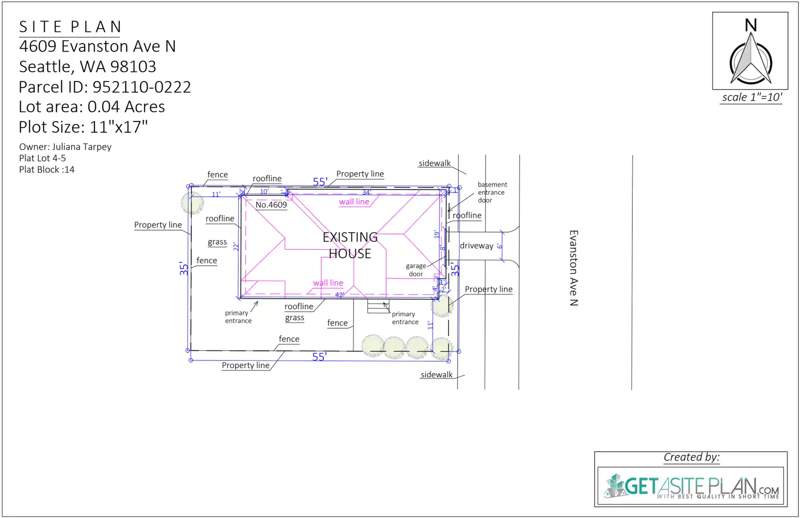 Site plan for 4609 Evanston Ave N