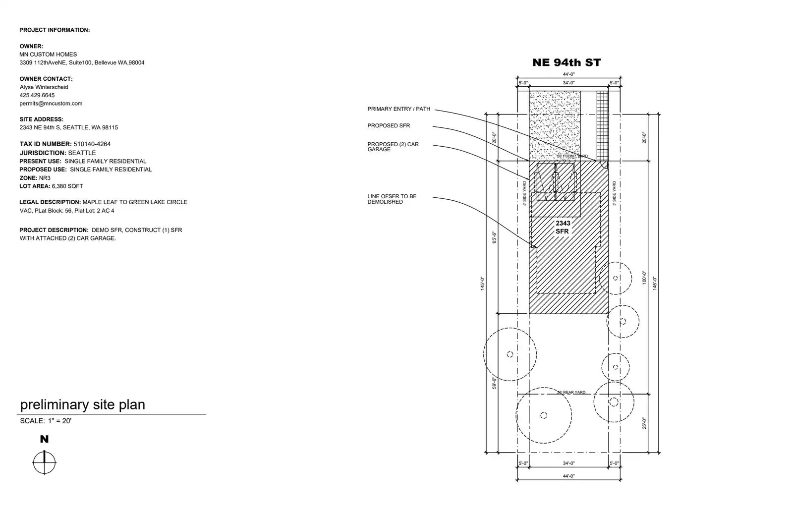 Site plan for 2343 NE 94th St