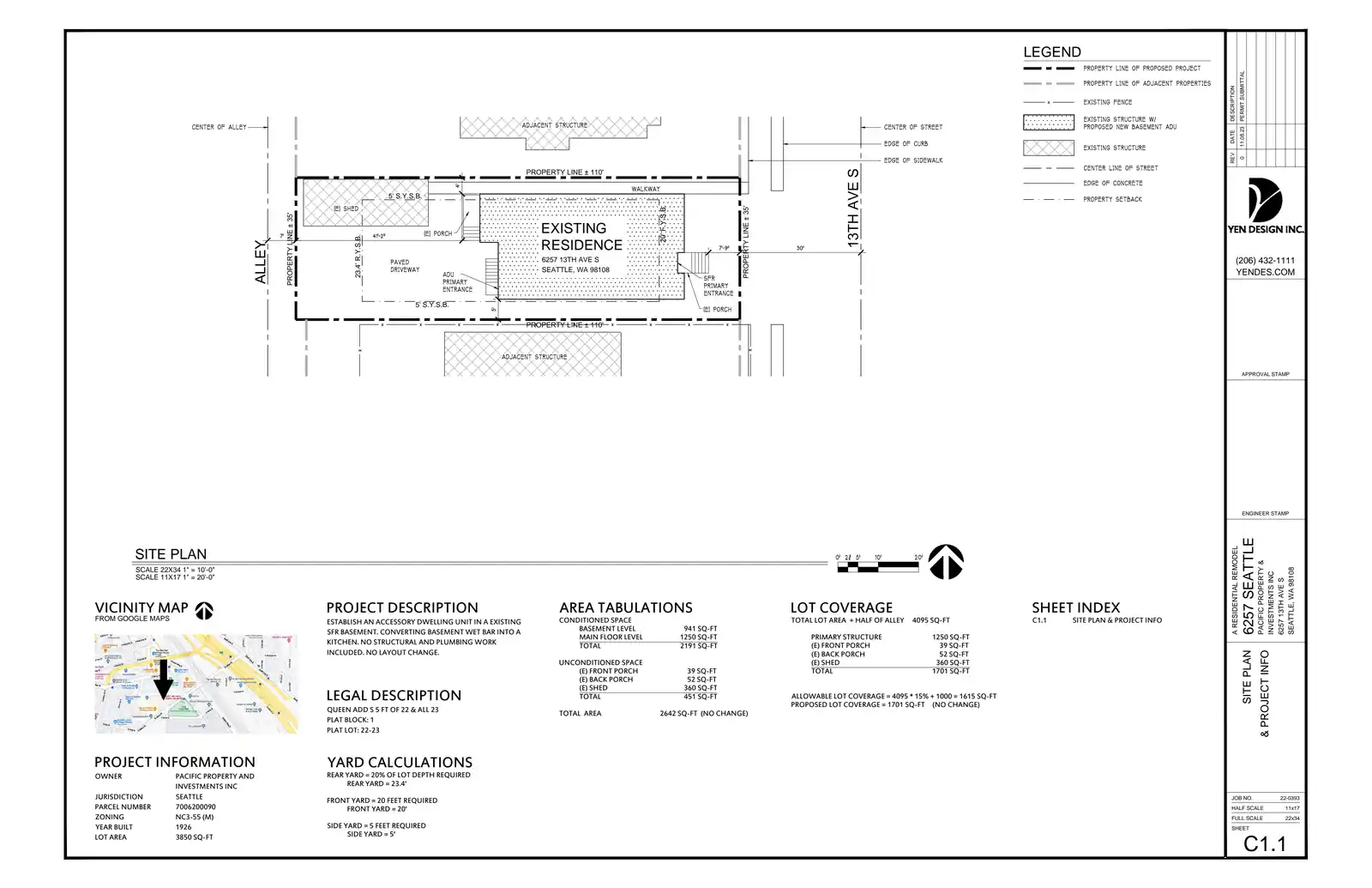 Site plan for 6257 B 13th Ave S