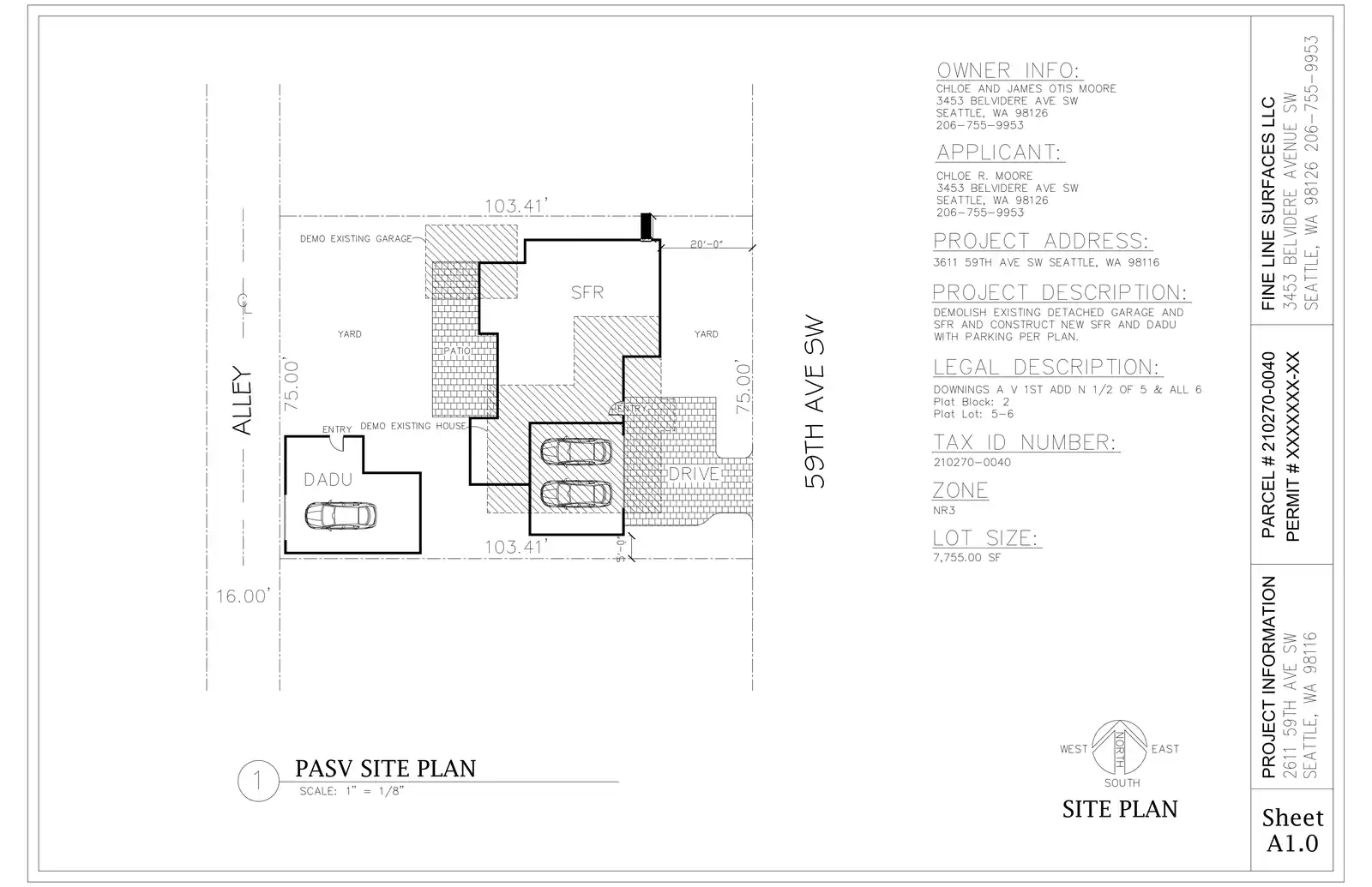 Site plan for 3611 59th Ave SW