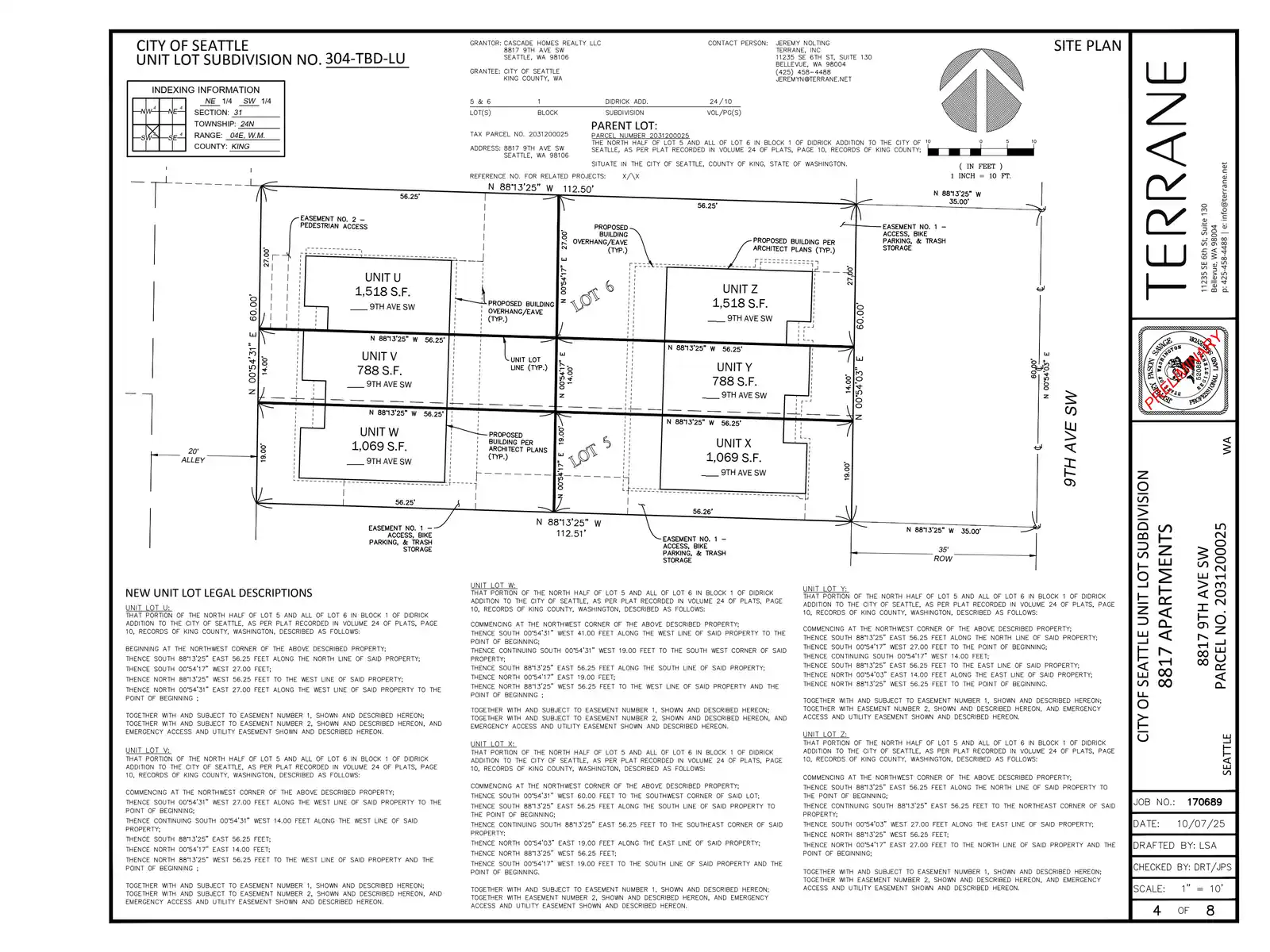 Site plan for 8817 9th Ave SW