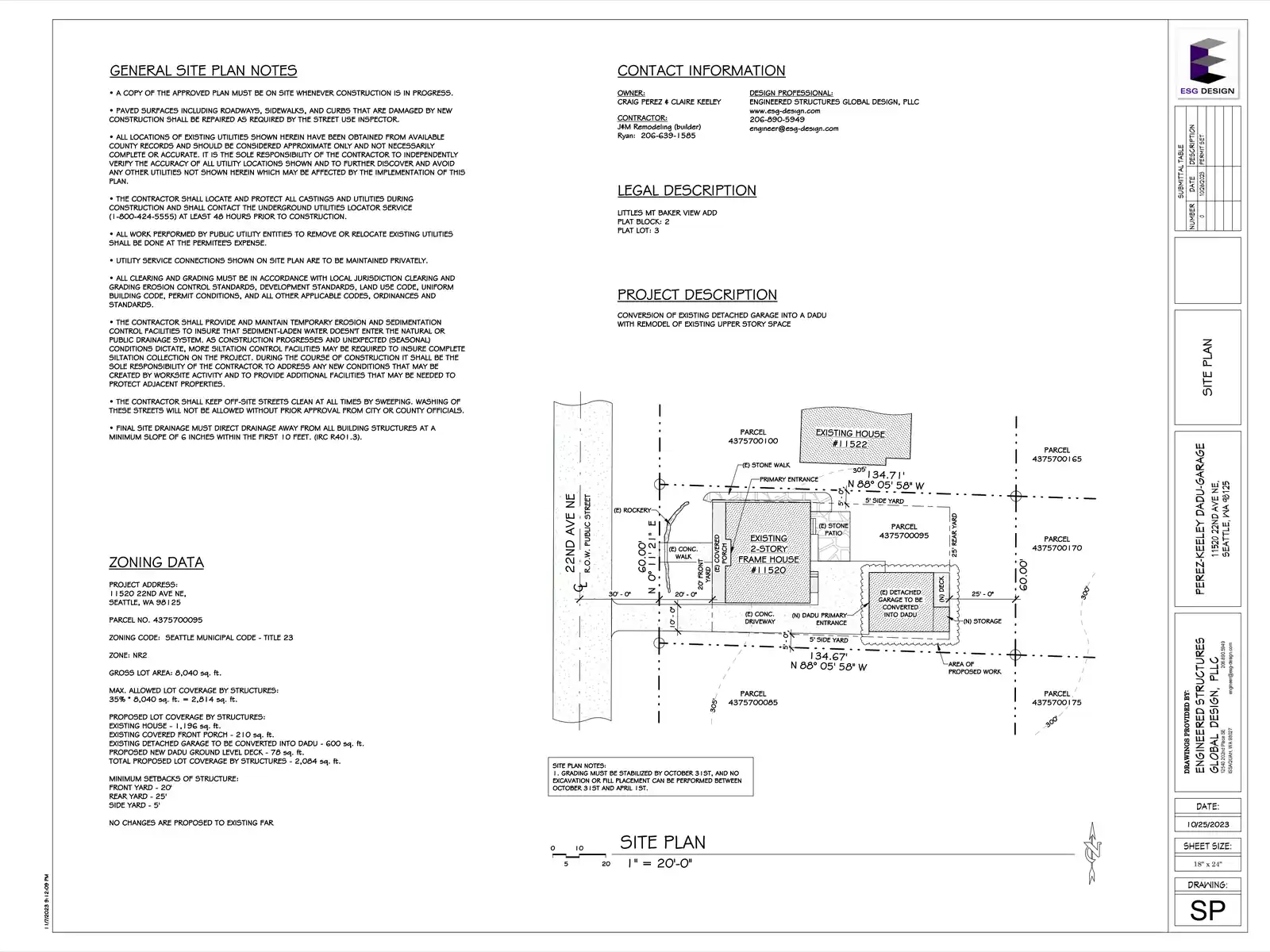 Site plan for 11518 22nd Ave NE