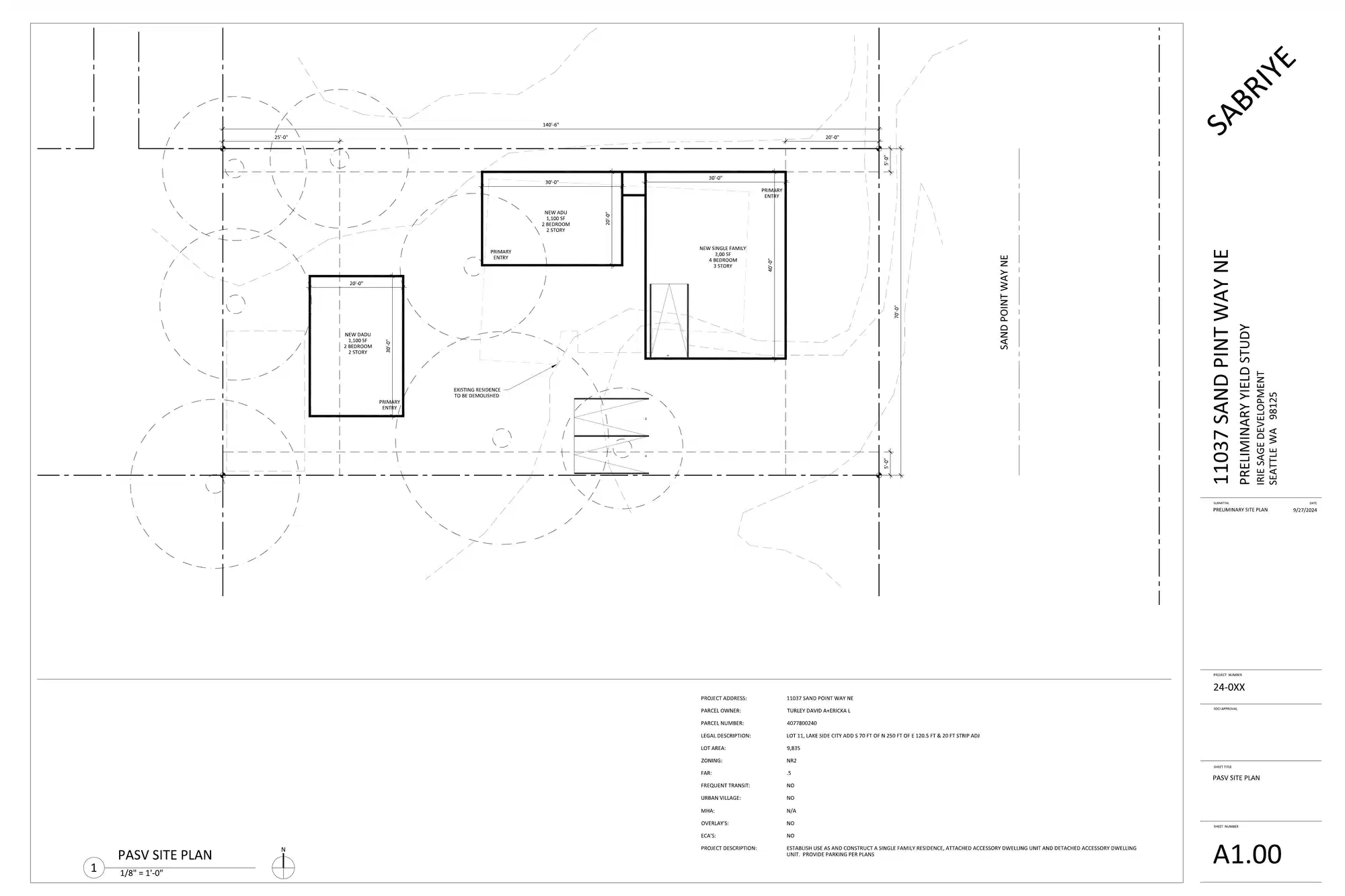 Site plan for 11037 Sand Point Way NE