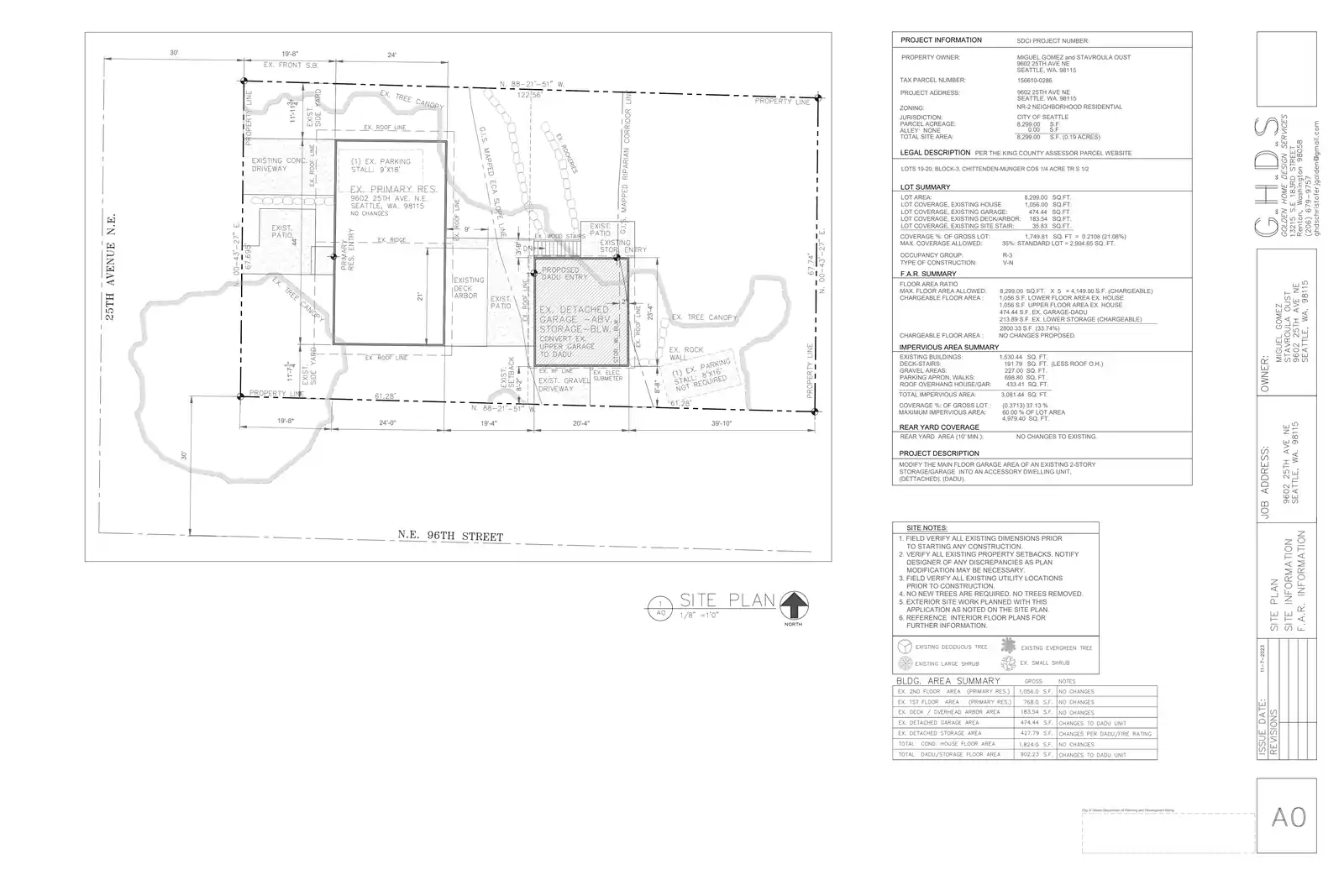 Site plan for 9602 25th Ave NE