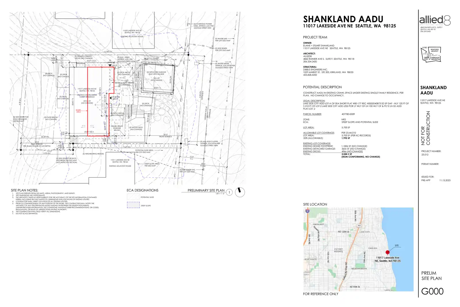 Site plan for 11017 Lakeside Ave NE