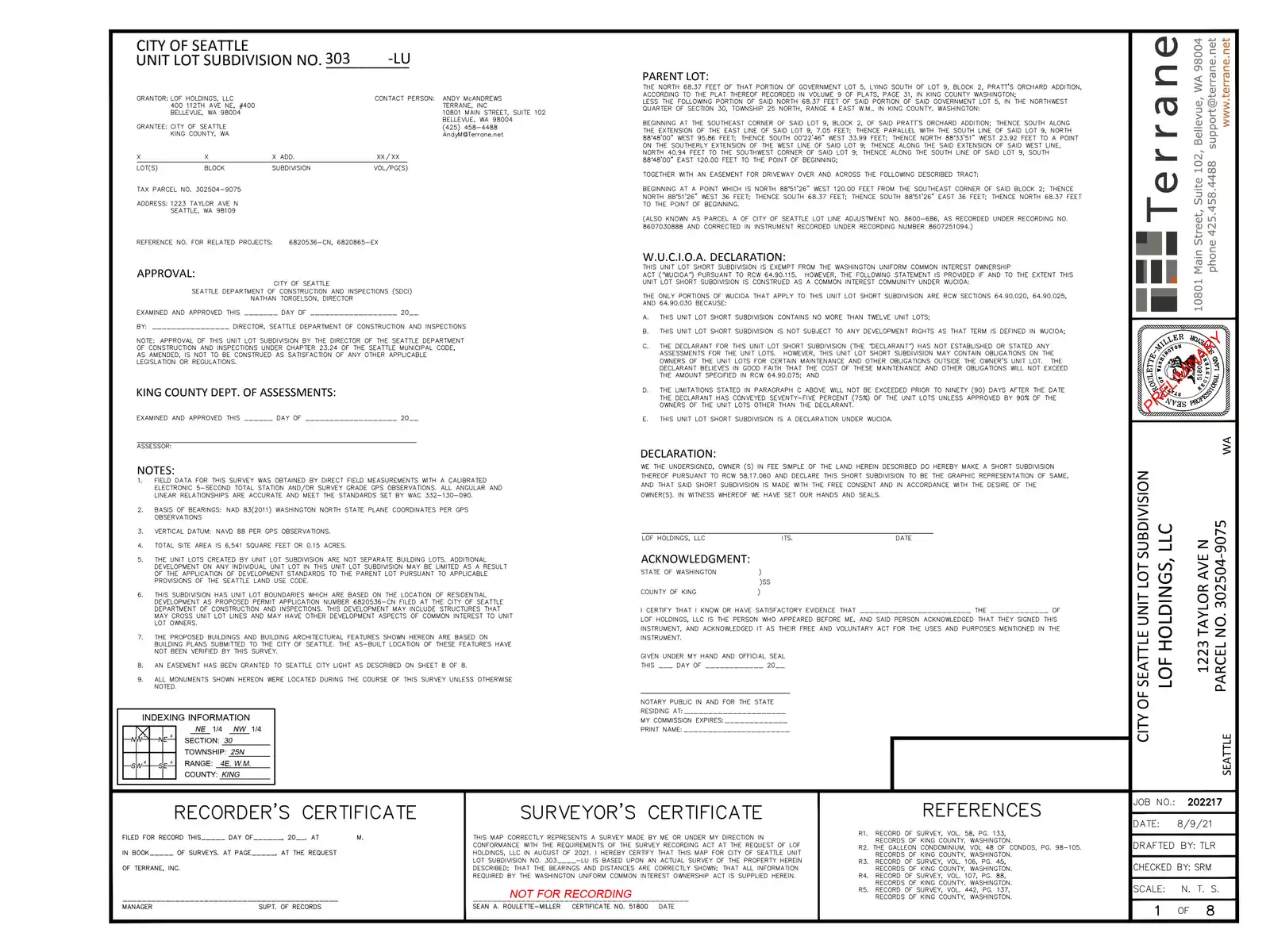 Site plan for 1223 Taylor Ave N