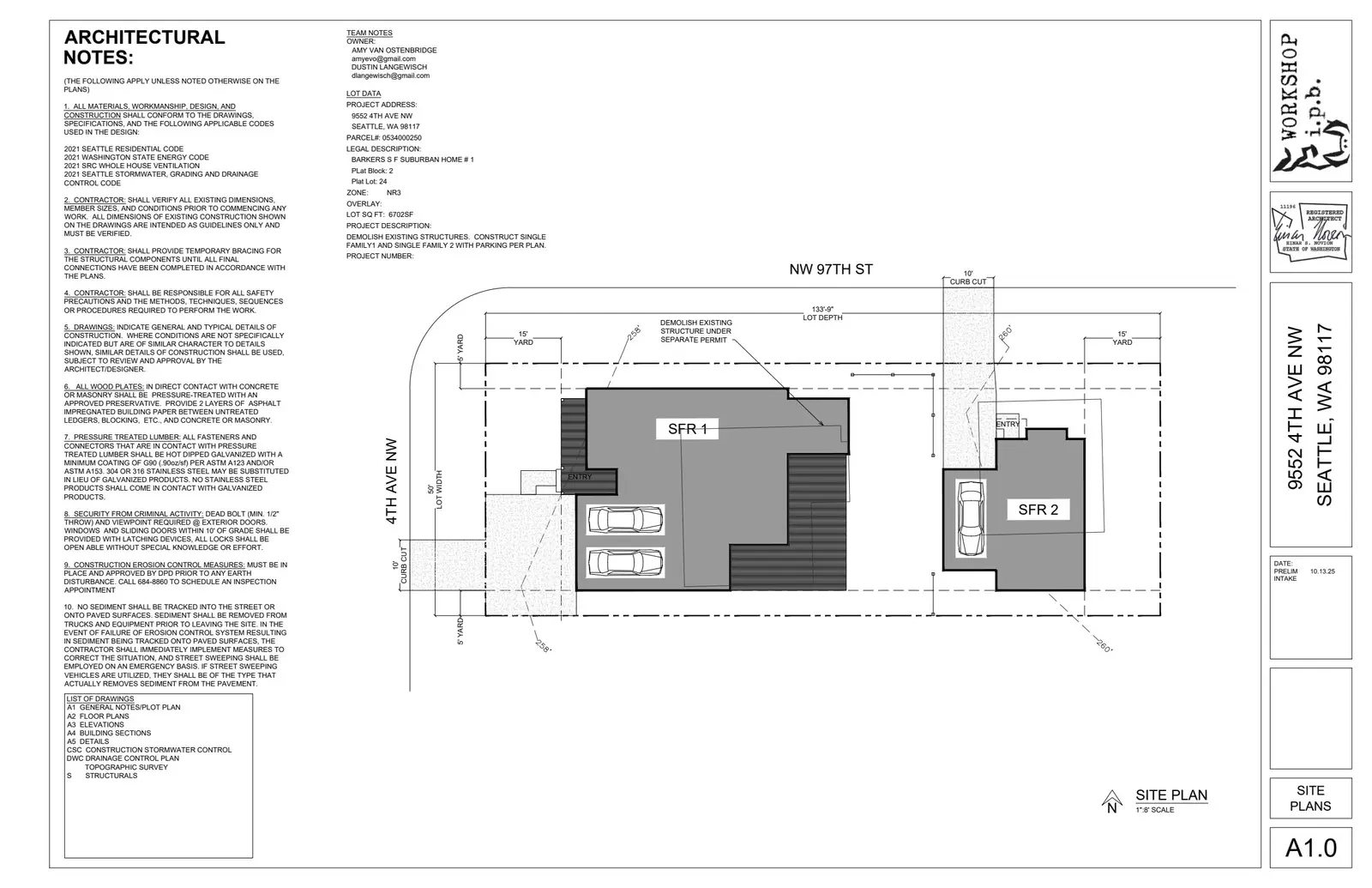 Site plan for 9552 4th Ave NW