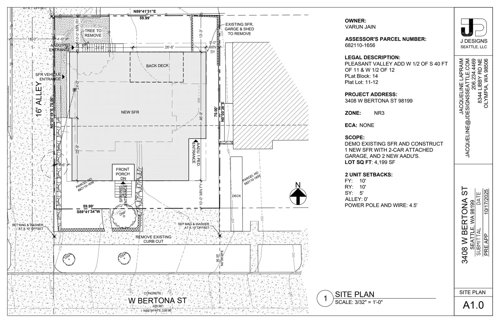 Site plan for 3408 W Bertona St