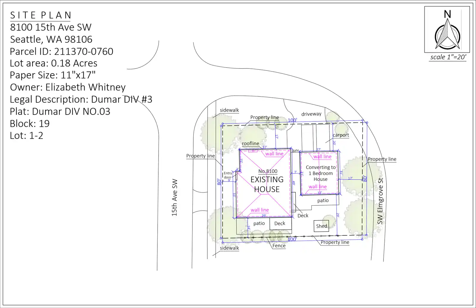 Site plan for 8100 15th Ave SW