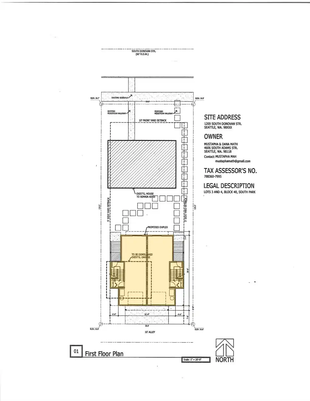 Site plan for 1209 S Donovan St