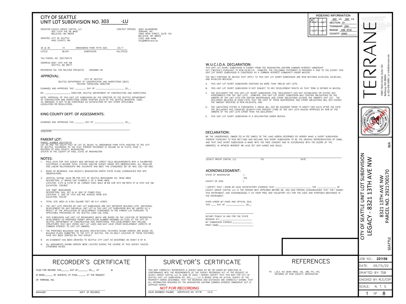 Site plan for 8321 13th Ave NW