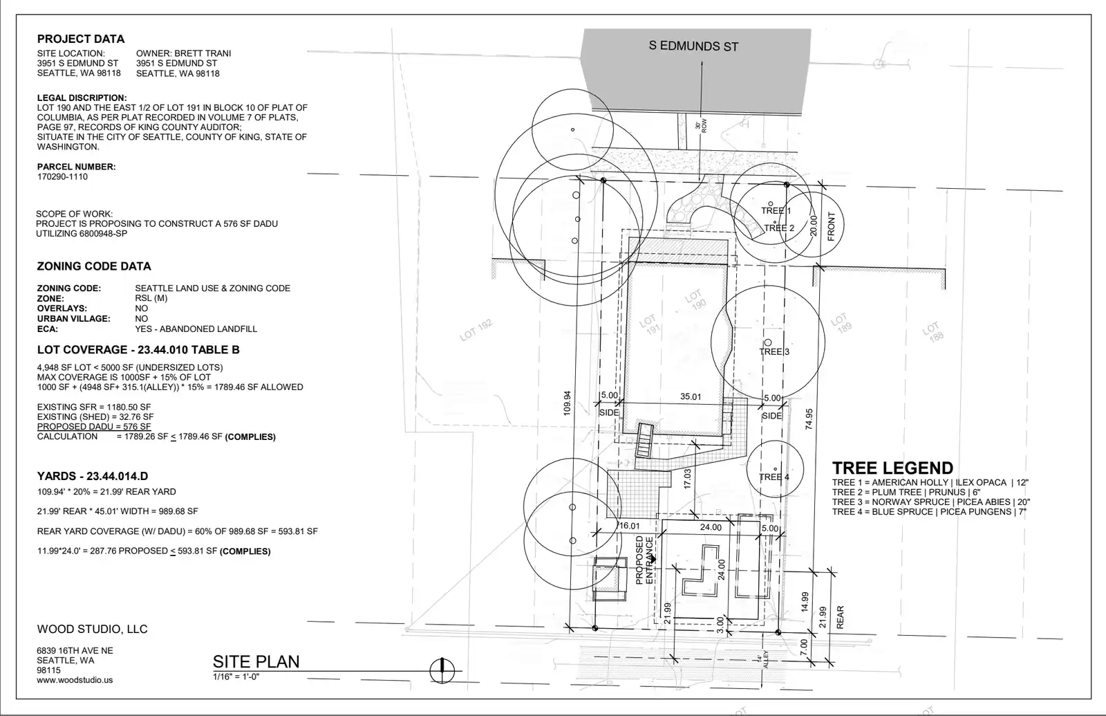 Site plan for 3953 S Edmunds St